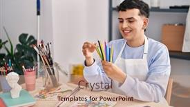  Presentation with non binary - PPT layouts featuring young-non-binary-man-artist background and a coral colored foreground