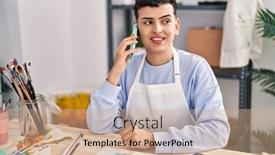  Presentation with non binary - Presentation having young-non-binary-man-artist background and a coral colored foreground