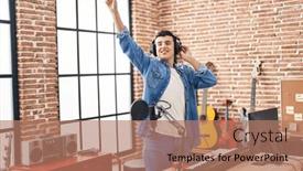  Presentation with artist - PPT theme featuring young-non-binary-man-artist background and a coral colored foreground