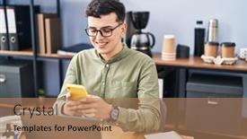  Presentation with non binary - Slide deck consisting of young-non-binary-man-business background and a coral colored foreground