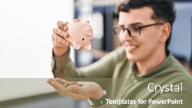  Presentation with non binary - PPT theme featuring young-non-binary-man-business background and a coral colored foreground