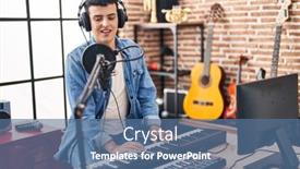  Presentation with piano keyboard - Presentation theme consisting of young-non-binary-man-musician background and a ocean colored foreground