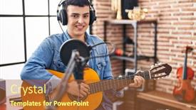  Presentation with classical music - Slides featuring young-non-binary-man-musician background and a red colored foreground