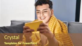  Presentation with non binary - Presentation theme consisting of young-non-binary-man-playing and a tawny brown colored foreground