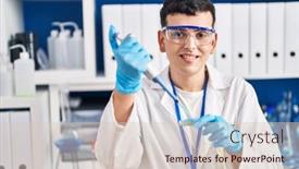  Presentation with non binary - Theme with young-non-binary-man-scientist background and a lemonade colored foreground