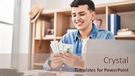  Presentation with non binary - Presentation having young-non-binary-man-sitting background and a coral colored foreground