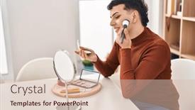  Presentation with makeup - Presentation enhanced with young-non-binary-man-smiling background and a lemonade colored foreground