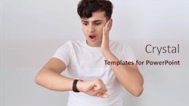  Presentation with non binary - Presentation theme with young-non-binary-man-wearing background and a coral colored foreground