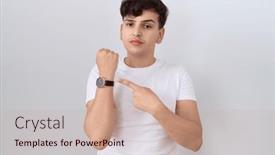  Presentation with non binary - Presentation theme having young-non-binary-man-wearing background and a coral colored foreground