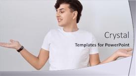  Presentation with comparison - Slides having young-non-binary-man-wearing background and a sky blue colored foreground