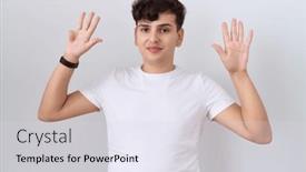  Presentation with non binary - Slides having young-non-binary-man-wearing background and a sky blue colored foreground