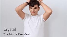  Presentation with non binary - Presentation theme having young-non-binary-man-wearing background and a light gray colored foreground