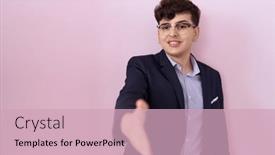  Presentation with tie - Slide deck consisting of young-non-binary-man background and a soft green colored foreground