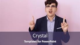  Presentation with tie - Presentation design having young-non-binary-man background and a tawny brown colored foreground