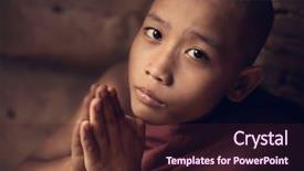  Presentation with myanmar bagan - Slide set with young novice monk pray background and a wine colored foreground