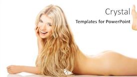  Presentation with floor - PPT theme enhanced with young nude laughing woman lying on the floor background and a white colored foreground