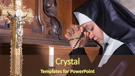  Presentation with nun - Presentation design with young nun in prayer background and a tawny brown colored foreground