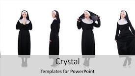  Presentation with religious - PPT theme consisting of young nun in religious concept background and a light gray colored foreground