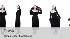 Presentation with nun - Amazing slides having young nun in religious concept backdrop and a light gray colored foreground