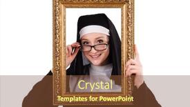  Presentation with nun - Slide set consisting of young-nun-with-frame-isolated background and a tawny brown colored foreground