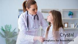  Presentation with pediatrician - PPT layouts having young nurse - female doctor pediatrician checking girl background and a light blue colored foreground