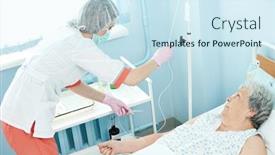  Presentation with injection preparing - PPT theme featuring young-nurse-doctor-in-medic background and a sky blue colored foreground