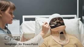  Presentation with male nurse - Presentation enhanced with young-nurse-holding-spoon background and a coral colored foreground