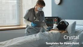  Presentation with mask nurse - PPT theme featuring young-nurse-or-doctor background and a gray colored foreground