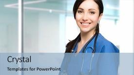  Presentation with nurse - PPT layouts with young nurse portrait background and a light blue colored foreground