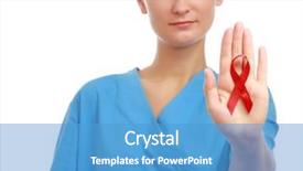  Presentation with hiv ribbon - Presentation theme enhanced with young nurse showing an aids background and a teal colored foreground