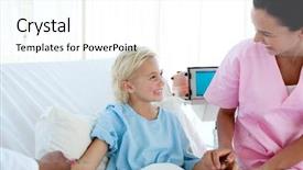  Presentation with injection - Presentation theme having young nurse smiling background and a  colored foreground