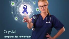  Presentation with nursing to nurse communication - Presentation featuring standing and pressing modern medical background and a ocean colored foreground