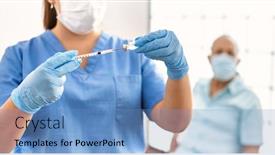  Presentation with mask nurse - PPT theme having young-nurse-wearing-safety-mask background and a teal colored foreground