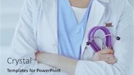  Presentation with nurse student - Presentation design consisting of young-nurse-with-stethoscope-nurse background and a light blue colored foreground