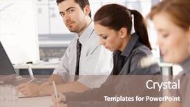  Presentation with business training - Amazing slides having young office workers having business training sitting at meeting table writing notes backdrop and a coral colored foreground