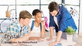  Presentation with office workers - PPT theme featuring young-office-workers-or-students background and a lemonade colored foreground