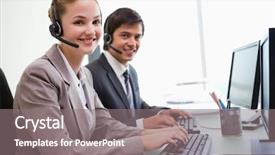  Presentation with office workers - Cool new presentation theme with young office workers using computers backdrop and a gray colored foreground