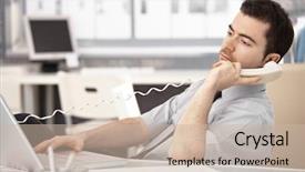  Presentation with office - Audience pleasing slides consisting of young officer working in bright backdrop and a  colored foreground