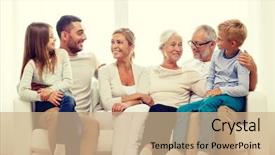 Presentation with family and home love concept - Amazing presentation having young old - family happiness generation and people backdrop and a coral colored foreground
