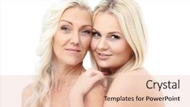  Presentation with displaying a happy mother cudd - Audience pleasing slide deck consisting of young old - happy smiling mother and daughter backdrop and a lemonade colored foreground