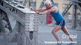  Presentation with global warming of recycle - Audience pleasing PPT layouts consisting of young old people - handsome senior man stretching backdrop and a gray colored foreground