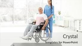  Presentation with orthopedic - Audience pleasing PPT theme consisting of young orthopedist in rehabilitation clinic backdrop and a light gray colored foreground