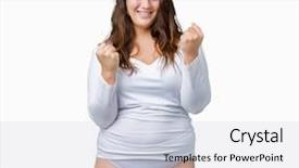  Presentation with plus size fashion model - Beautiful slides featuring young overweight woman wearing white backdrop and a lemonade colored foreground