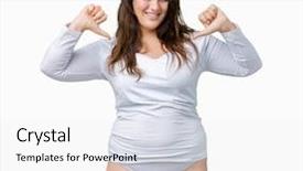  Presentation with plus size fashion model - Colorful PPT theme enhanced with young overwight woman wearing white backdrop and a white colored foreground