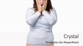  Presentation with plus size fashion model - PPT theme featuring young overwight woman wearing white background and a white colored foreground