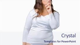  Presentation with plus size fashion model - Cool new presentation theme with young overwight woman wearing white backdrop and a sky blue colored foreground
