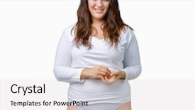  Presentation with plus size fashion model - Audience pleasing presentation theme consisting of young overwight woman wearing white backdrop and a light gray colored foreground