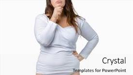  Presentation with plus size fashion model - PPT theme with young overwight woman wearing white background and a white colored foreground