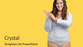  Presentation with plus size fashion model - Slide set consisting of young overwight woman wearing white background and a yellow colored foreground