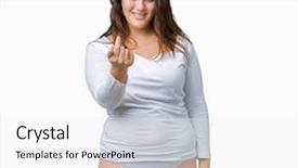  Presentation with plus size fashion model - PPT theme having young overwight woman wearing white background and a white colored foreground